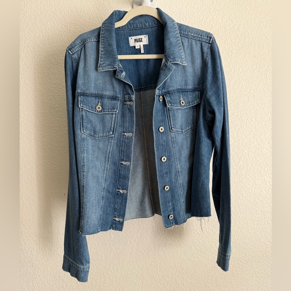 PAIGE Denim Jacket with Raw Hem